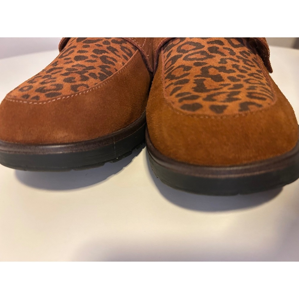 Orthofeet Womens 11 X-Wide Leopard Print Leather Penny Loafers Brown Used - Picture 8 of 15